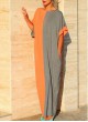  Colorblock Maxi Dress mit Kimono Sleeves